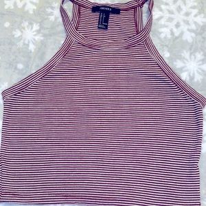 Burgundy striped high neck tank